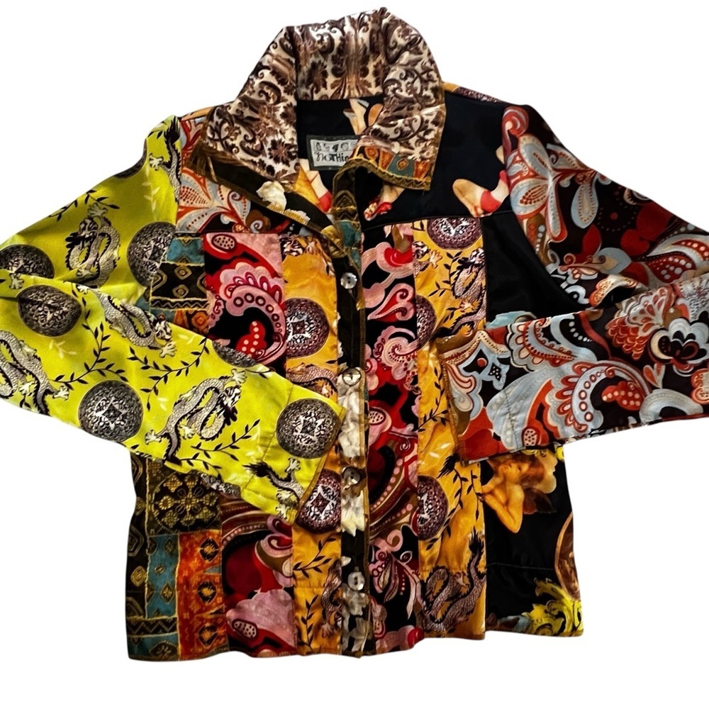 Nothing Matches 90s Baroque Patchwork Satin Jacket  Medium boho y2k art to wear - Picture 5 of 15